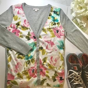 Floral Cardigan with Gray-Size Small